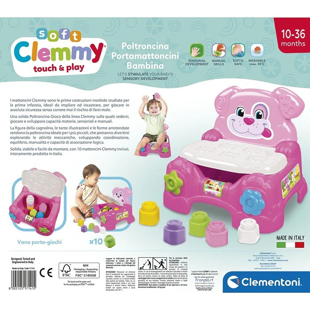Clementoni Soft Clemmy Poltroncina Portamattoncini Rosa
