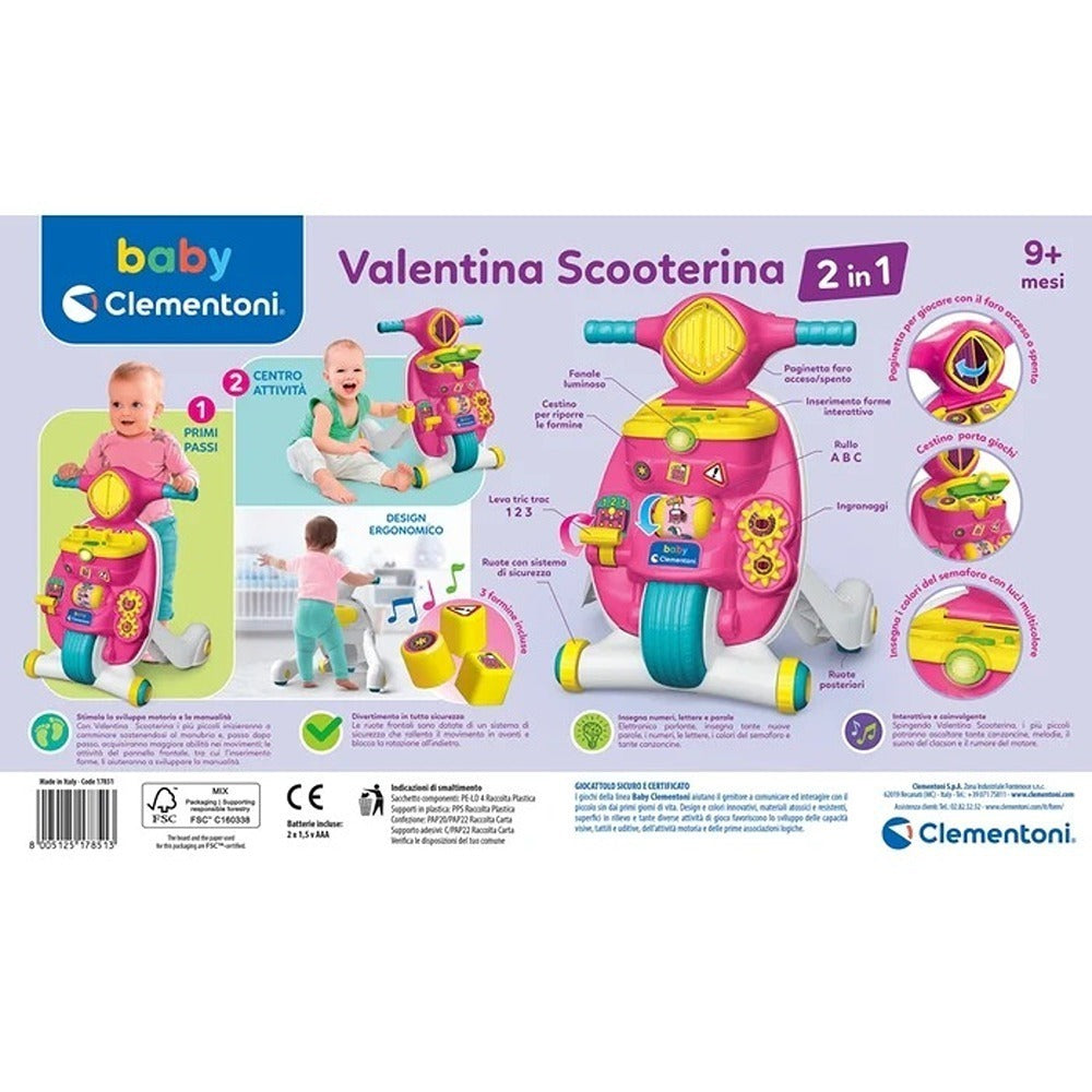 Clementoni Baby Valentina Scooterina Primi Passi 2 in 1