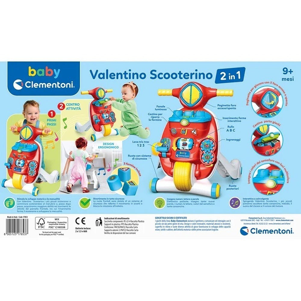 Clementoni Baby Valentino Scooterino Primi Passi 2 in 1