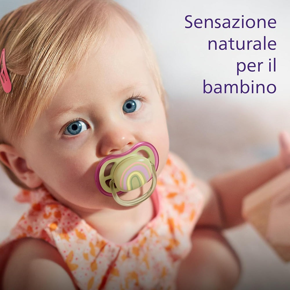 Philips Avent Ultra Air Succhietti Ortodontici Sole E Arcobaleno Lilla E Verde 0-6 Mesi 2 Pezzi