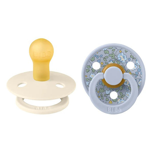 Bibs Liberty Set 2 Ciucci Tettarella Tonda In Lattice Di Gomma Naturale Eloise E Dusty Blue Mix 0-6 Mesi