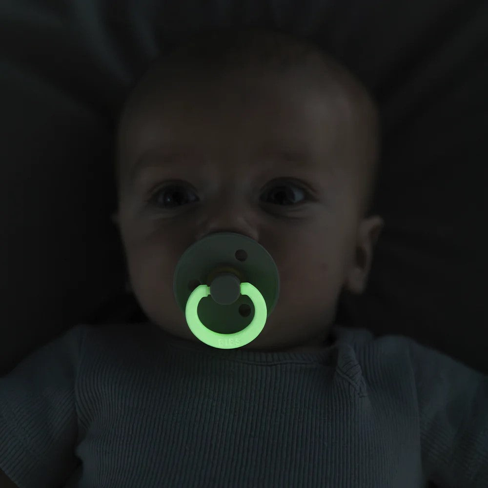 Bibs Colour Glow Set 2 Ciucci Tettarella Tonda In Lattice Di Gomma Naturale Vaniglia E Rosa 0-6 Mesi