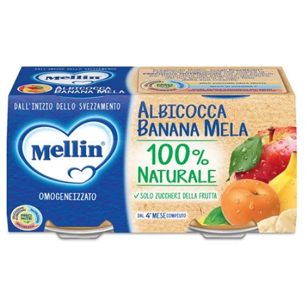 Mellin Omogeneizzato Frutta Albicocca Banana Mela 2x100 gr