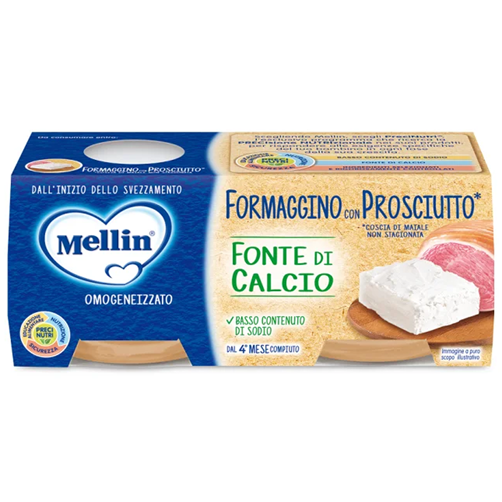 Mellin Omogeneizzato Formaggino con Prosciutto* 2x80 gr
