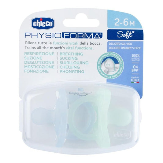 Chicco Gommotto Physioforma Soft In Silicone Azzurro 2-6 Mesi 2 Pezzi