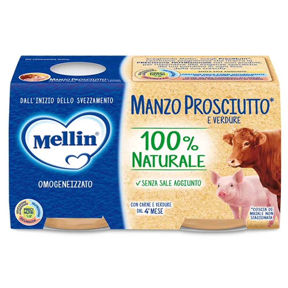 Mellin Omogeneizzato Manzo Prosciutto Con Verdure 2x120 gr