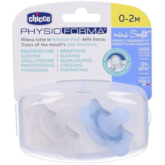 Chicco Gommotto Physioforma Mini Soft In Silicone Azzurro 0-2 Mesi 2 Pezzi