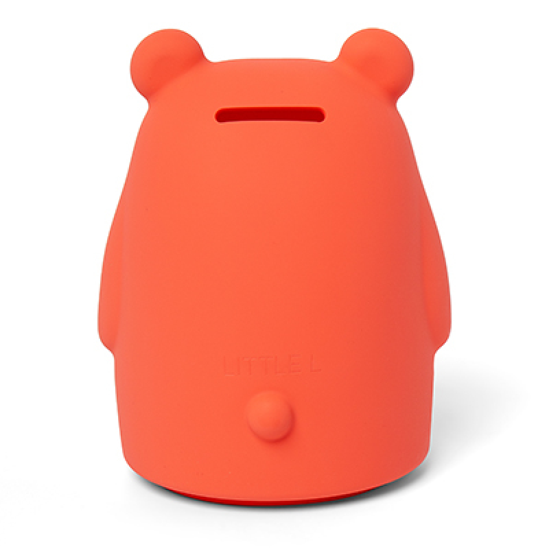 Little L Salvadanaio A Forma Di Orsetto In Silicone Corallo