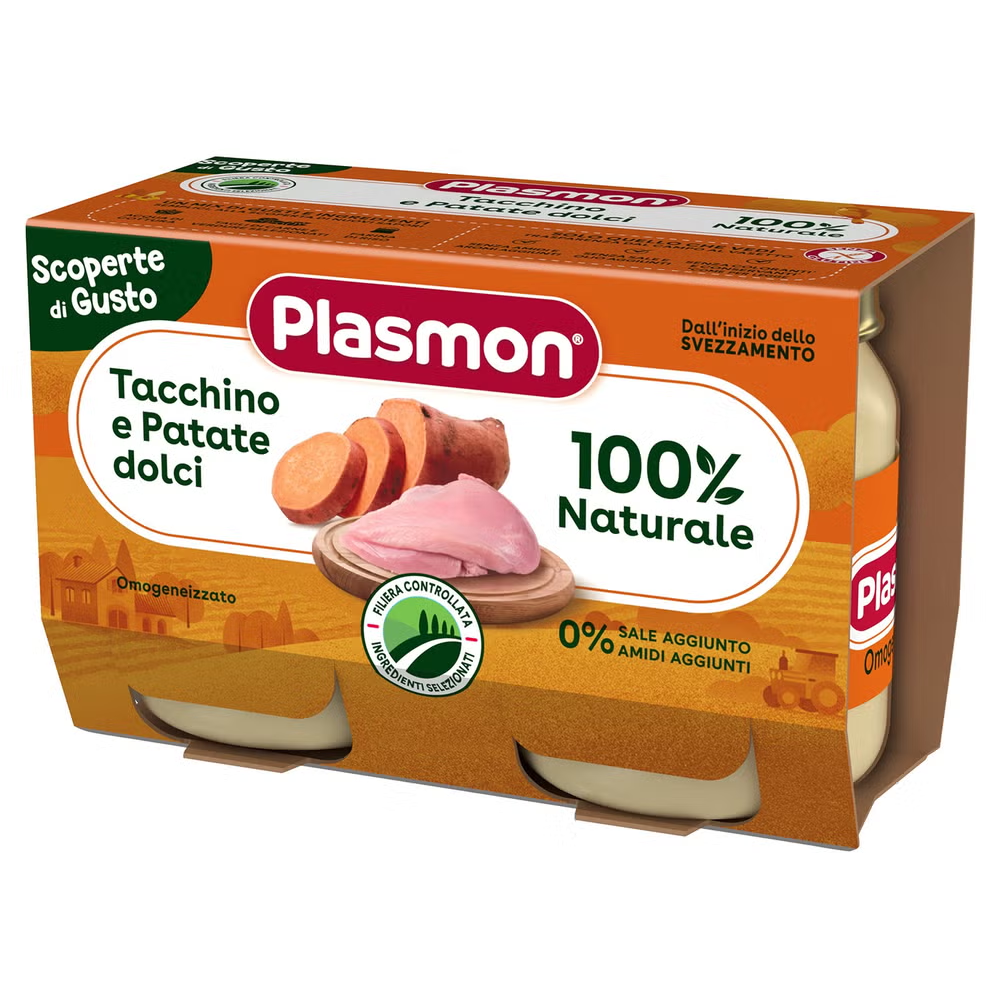 Plasmon Omogeneizzato Scoperte Di Gusto Tacchino E Patate Dolci 2x120 gr