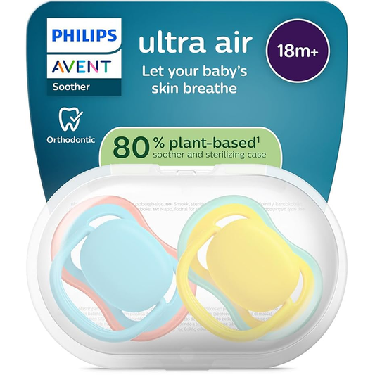 Philips Avent Ultra Succhietti Ortodontici Blu E Giallo 18+ Mesi 2 Pezzi