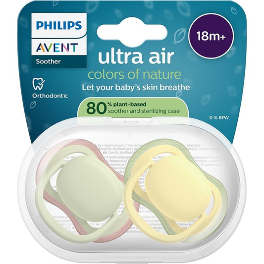 Philips Avent Ultra Colors Of Nature Succhietti Ortodontici Verde E Giallo 18+ Mesi 2 Pezzi