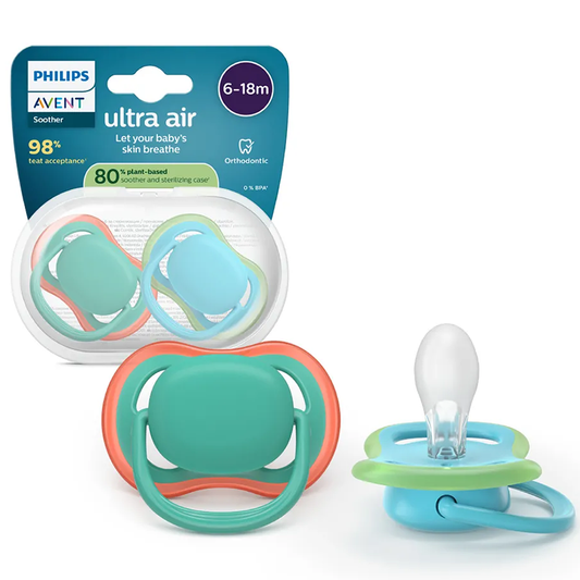 Philips Avent Ultra Air Succhietti Ortodontici Blu E Verde 6-18 Mesi 2 Pezzi