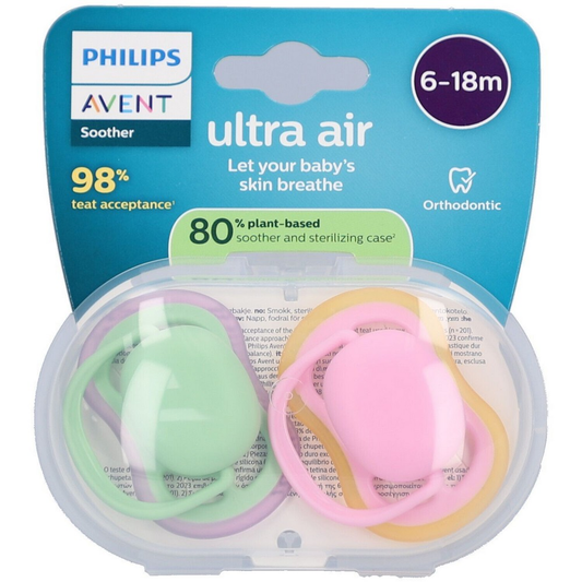 Philips Avent Ultra Air Succhietti Ortodontici Rosa E Verde 6-18 Mesi 2 Pezzi