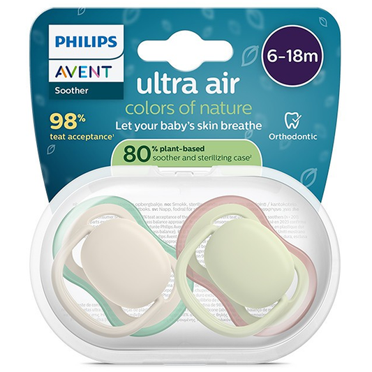 Philips Avent Ultra Air Colors Of Nature Succhietti Ortodontici Pastello 6-18 Mesi 2 Pezzi