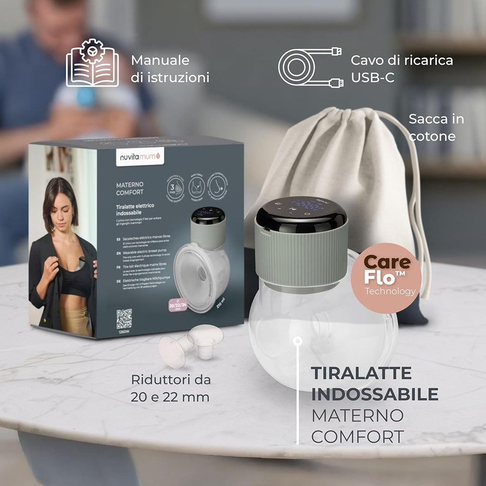 Nuvita Materno Comfort 1260W Tiralatte Elettrico Indossabile Singolo A 3 Fasi