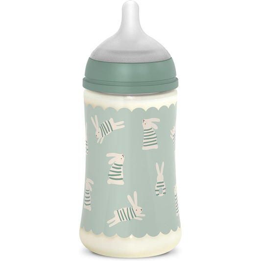 Suavinex wonderland Biberon Tettarella In Silicone Flusso Denso Coniglio Verde 360 ml 6+ Mesi