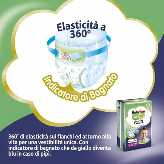 Babylino Sensitive Cotton Soft Pannolini Mutandina 8 XXL 20+ kg 26 Pezzi