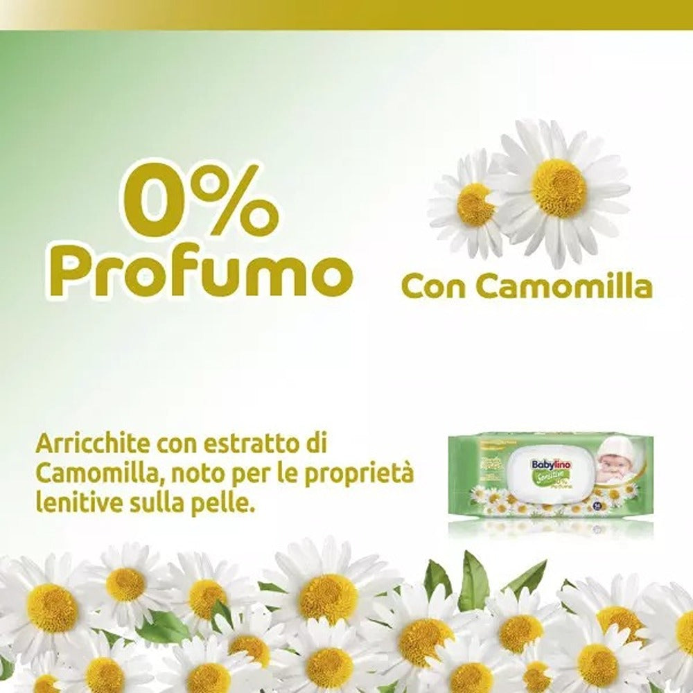 Babylino Sensitive Salviettine 0% Profumo 98% Naturale 54 Pezzi