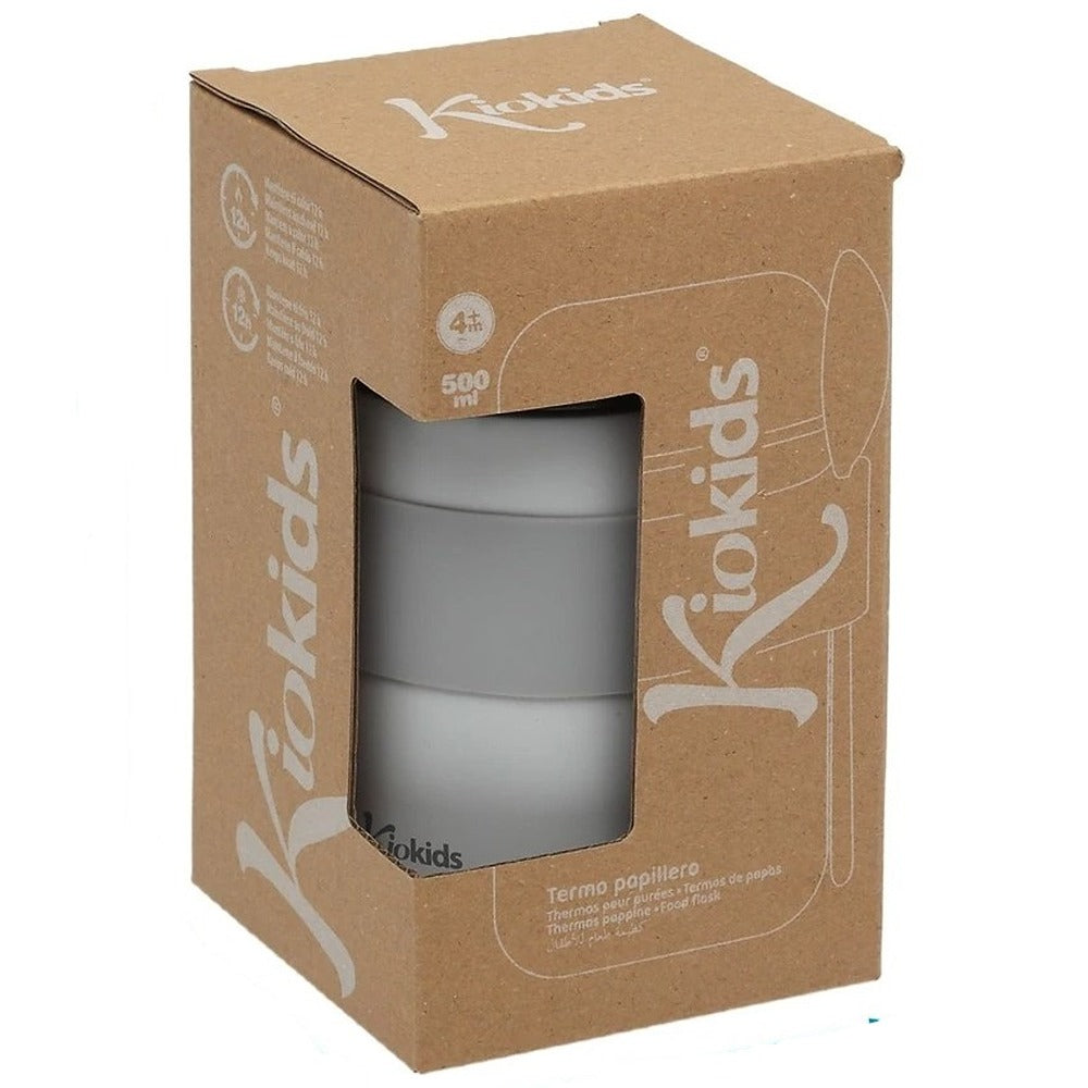 Kiokids Termos in Acciaio Per Pappe Con Cucchiaio Grigio 500 ml