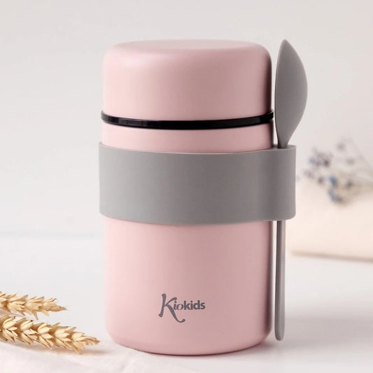 Kiokids Termos in Acciaio Per Pappe Con Cucchiaio Rosa 500 ml