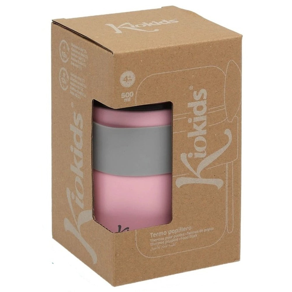 Kiokids Termos in Acciaio Per Pappe Con Cucchiaio Rosa 500 ml