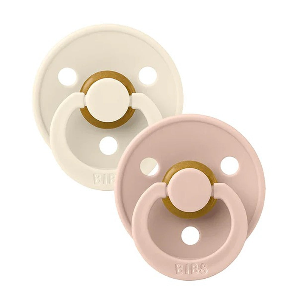Bibs Colour Set 2 Ciucci Tettarella Anatomica In Lattice Di Gomma Naturale Avorio E Rosa 0-6 Mesi