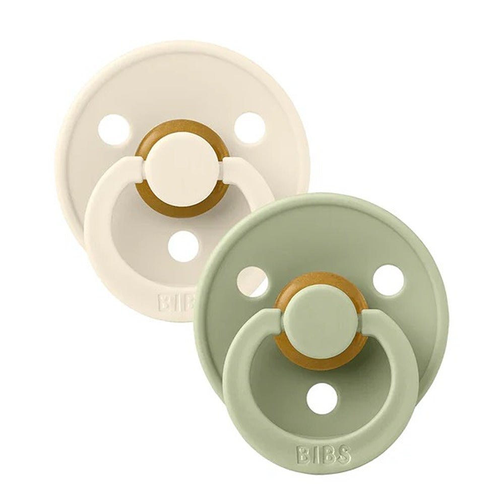 Bibs Colour Set 2 Ciucci Tettarella Anatomica In Lattice Di Gomma Naturale Avorio E Salvia 0-6 Mesi