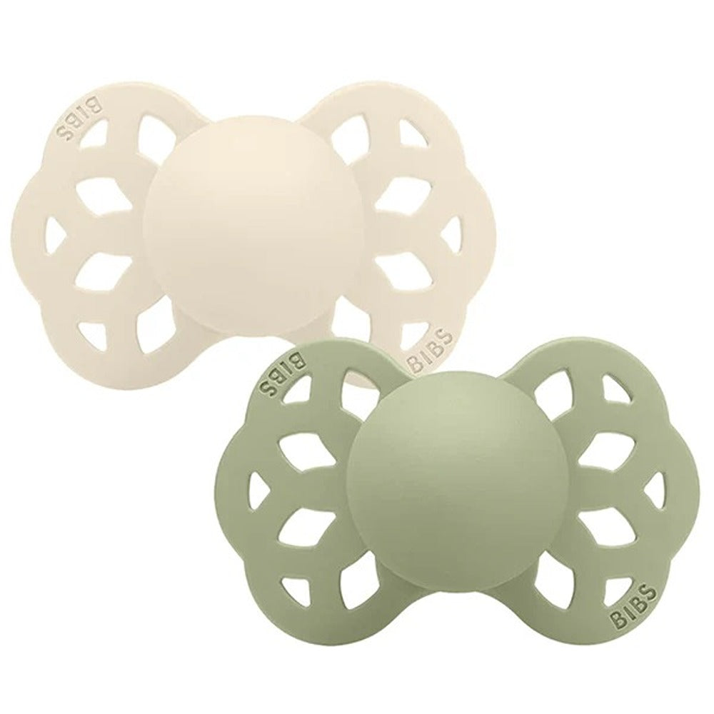 Bibs Infinity Set 2 Ciucci Tettarella Anatomica In Silicone Ipoallergenica Avorio E Salvia 6-18 Mesi