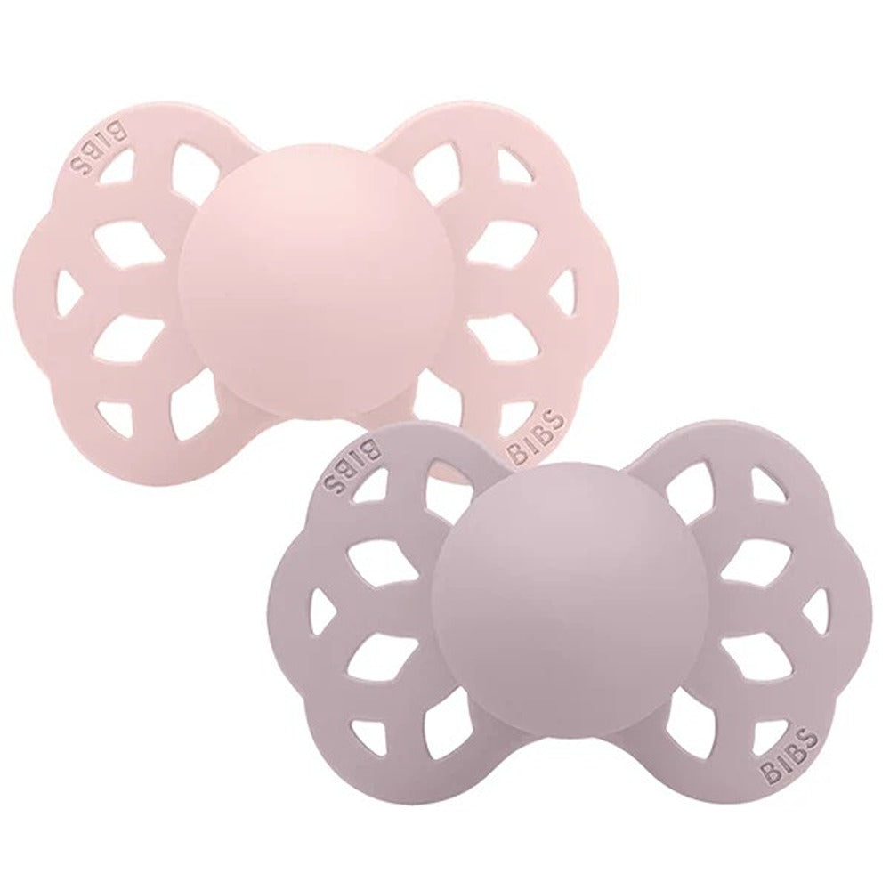 Bibs Infinity Set 2 Ciucci Tettarella Anatomica In Silicone Ipoallergenica Blossom E Dusky Lilac 6-18 Mesi