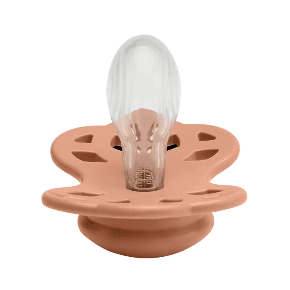 Bibs Infinity Set 2 Ciucci Tettarella Simmetrica In Silicone Ipoallergenica Vaniglia E Pesca 6-18 Mesi