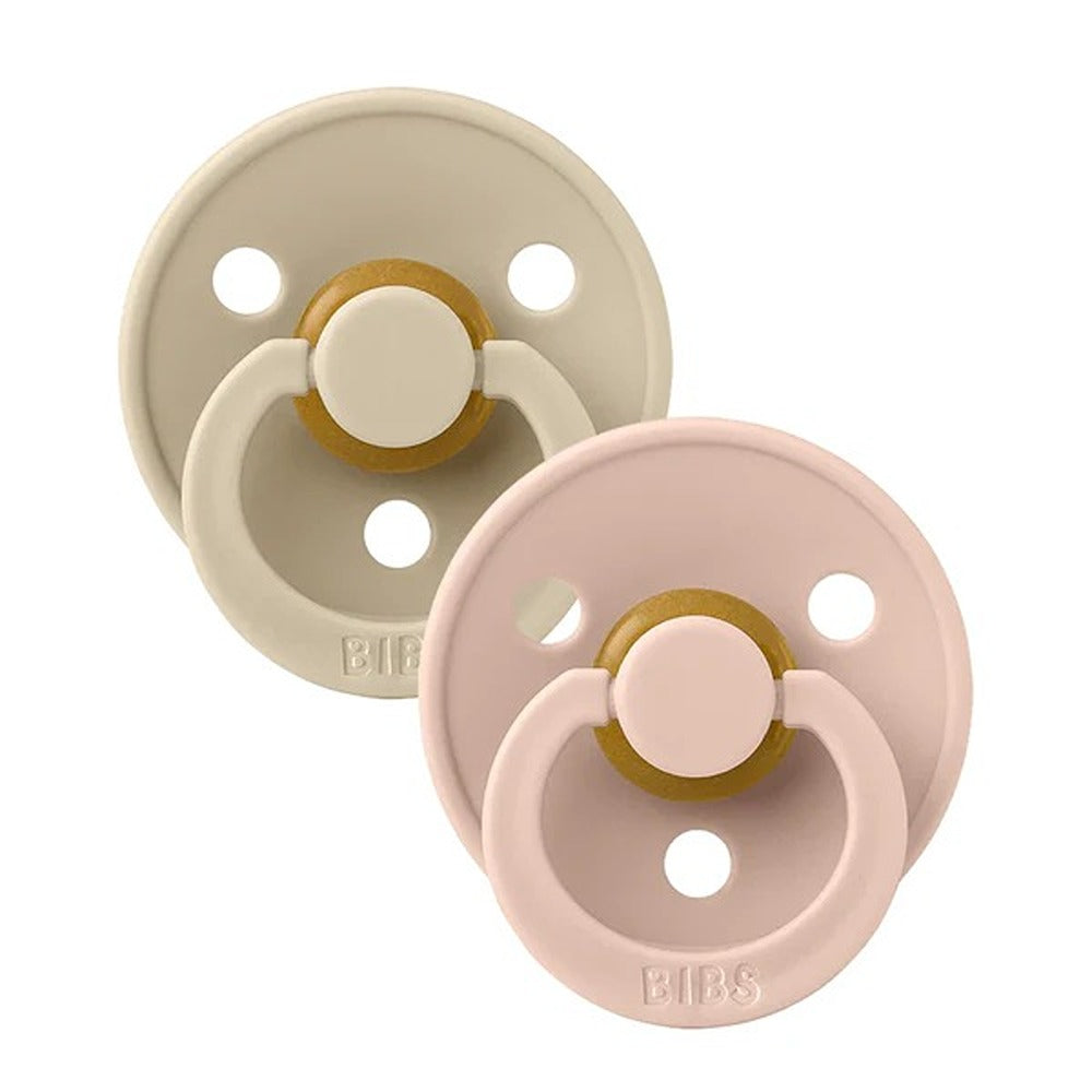 Bibs Colour Set 2 Ciucci Tettarella Tonda In Lattice Di Gomma Naturale Vaniglia E Rosa 0-6 Mesi