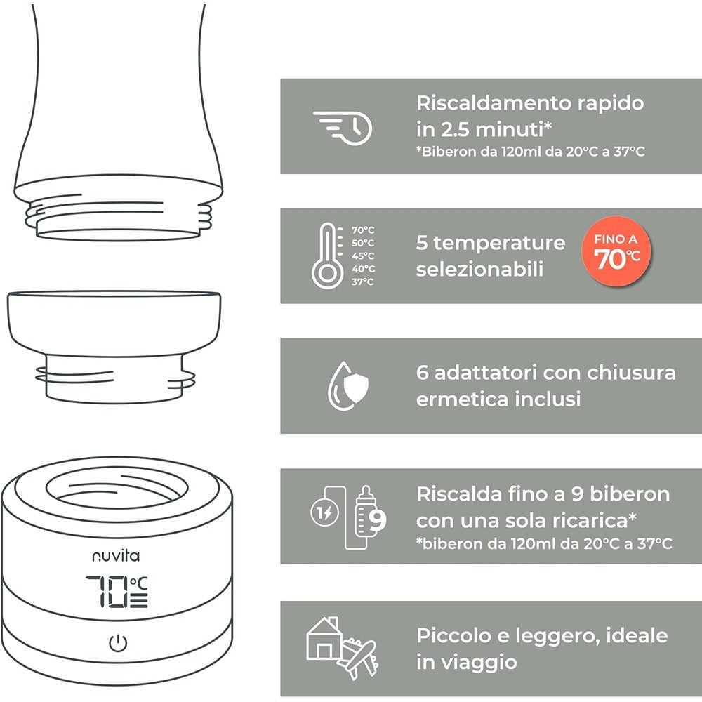 Nuvita Warm70 Scaldabiberon Portatile Universale