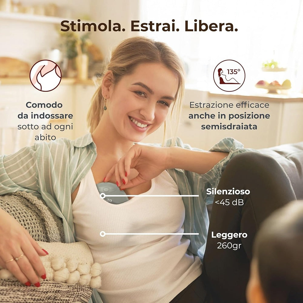 Nuvita Materno Flow Tiralatte Elettrico Indossabile Singolo 3 Fasi
