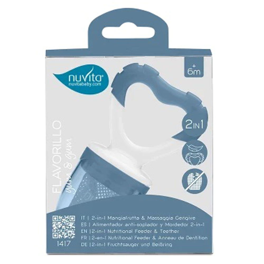 Nuvita Flavorillo Yum & Gum Mangia Frutta E Massaggiagengive 2 In 1 Powder Blue