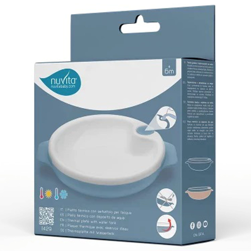 Nuvita Piatto Termico Con Serbatoio Powder Blue