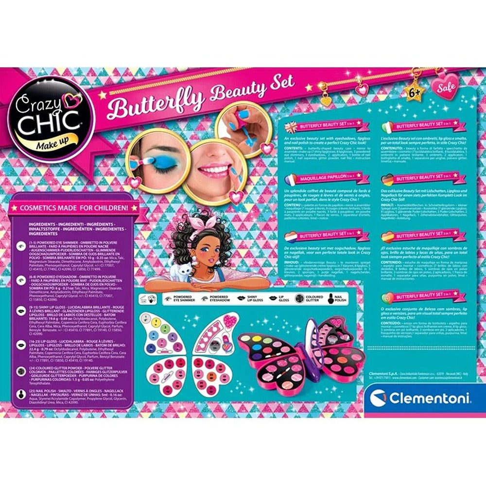 Clementoni Crazy Chic Butterfly Beauty Set – Trousse 4 in 1