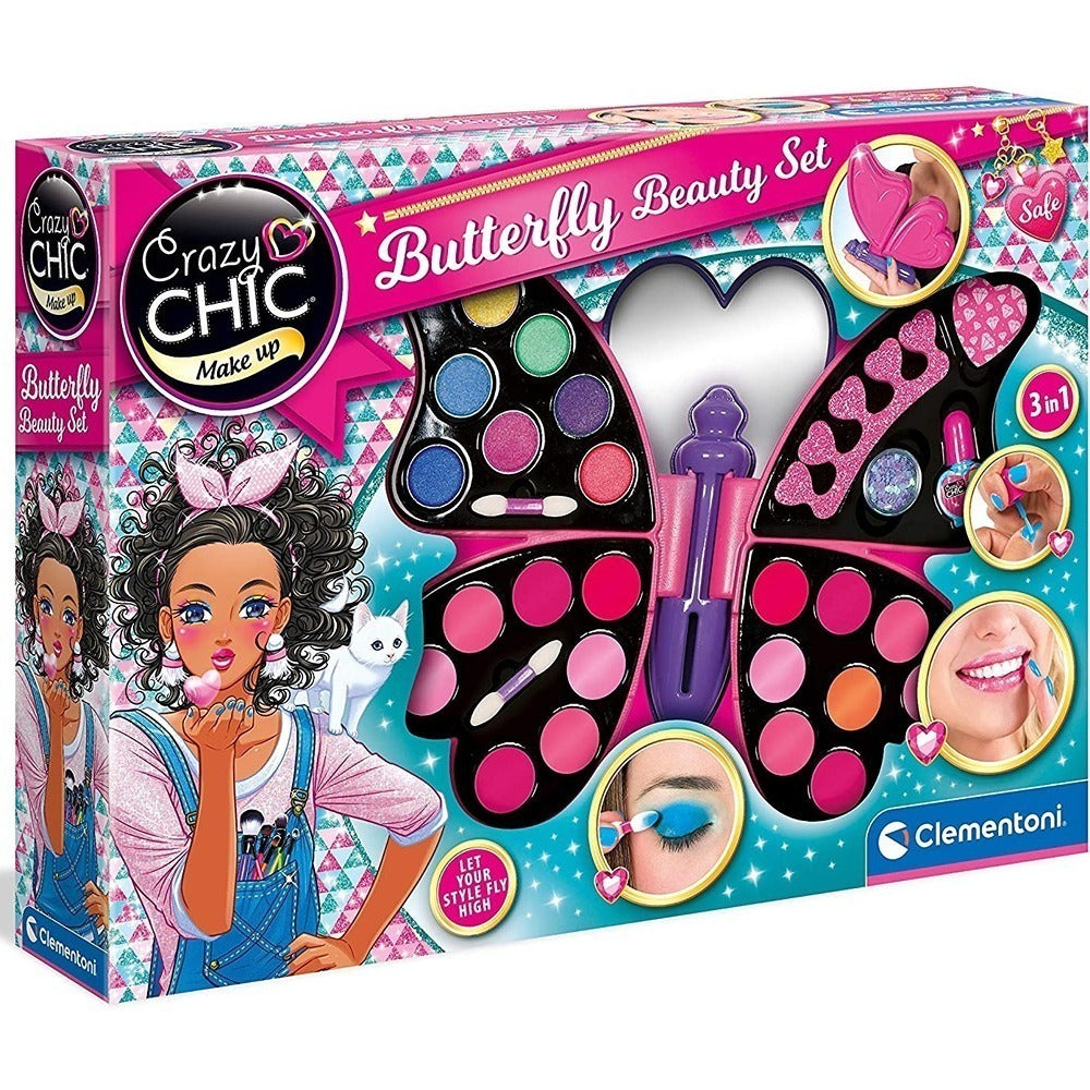 Clementoni Crazy Chic Butterfly Beauty Set – Trousse 4 in 1