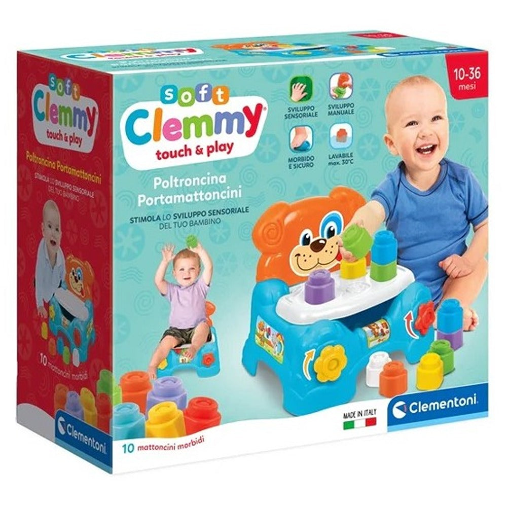 Clementoni Soft Clemmy Poltroncina Portamattoncini Blu