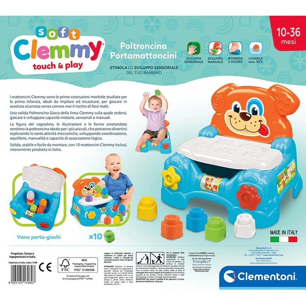 Clementoni Soft Clemmy Poltroncina Portamattoncini Blu