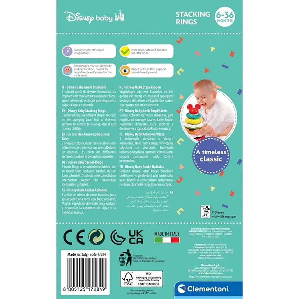 Clementoni Disney Baby Mickey Stacking Rings - Anelli Impilabili Baby Mickey