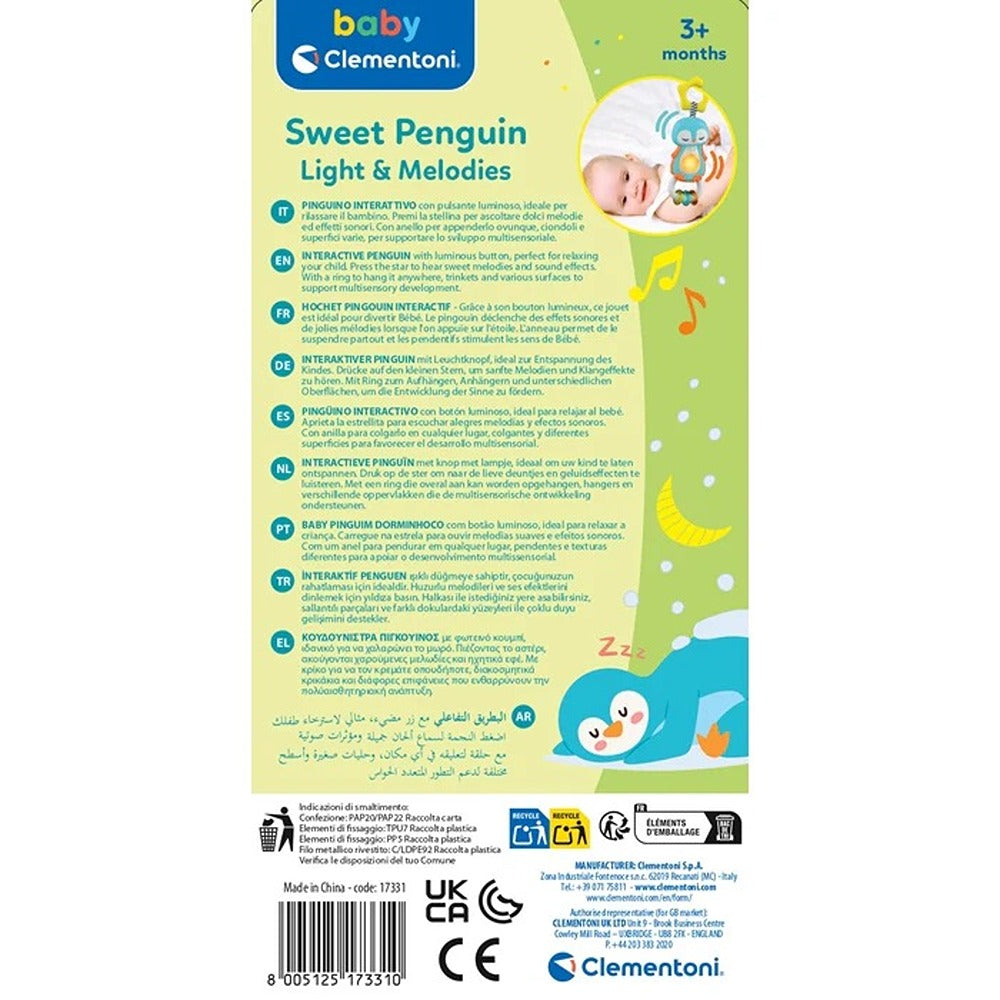 Clementoni Baby Sweet Penguin - Light & Melodies - Sonaglino Pinguino Interattivo