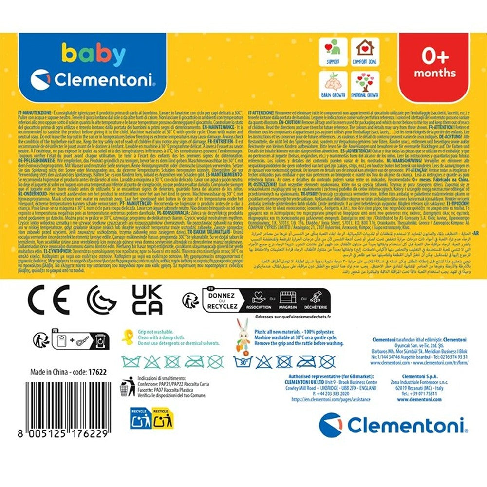 Clementoni Baby Easy-Peasy Soft Bunny - Morbido Coniglietto di Peluche