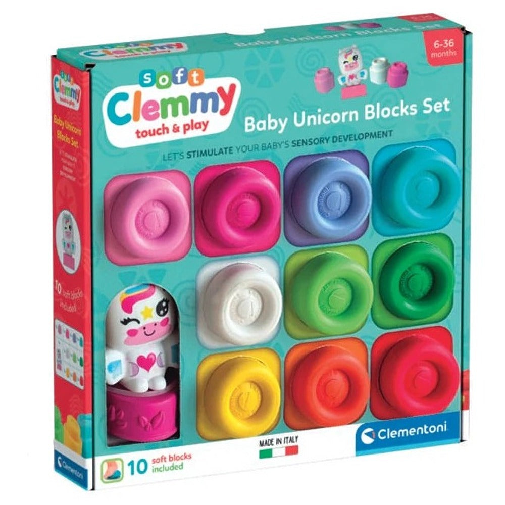 Clementoni Soft Clemmy Set Mattoncini Morbidi Con Personaggio Unicorno 10 Pezzi