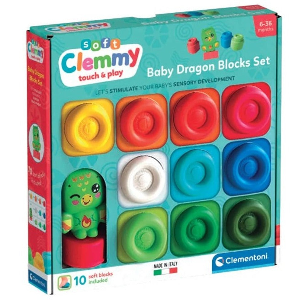 Clementoni Soft Clemmy Set Mattoncini Morbidi Con Personaggio Draghetto 10 Pezzi