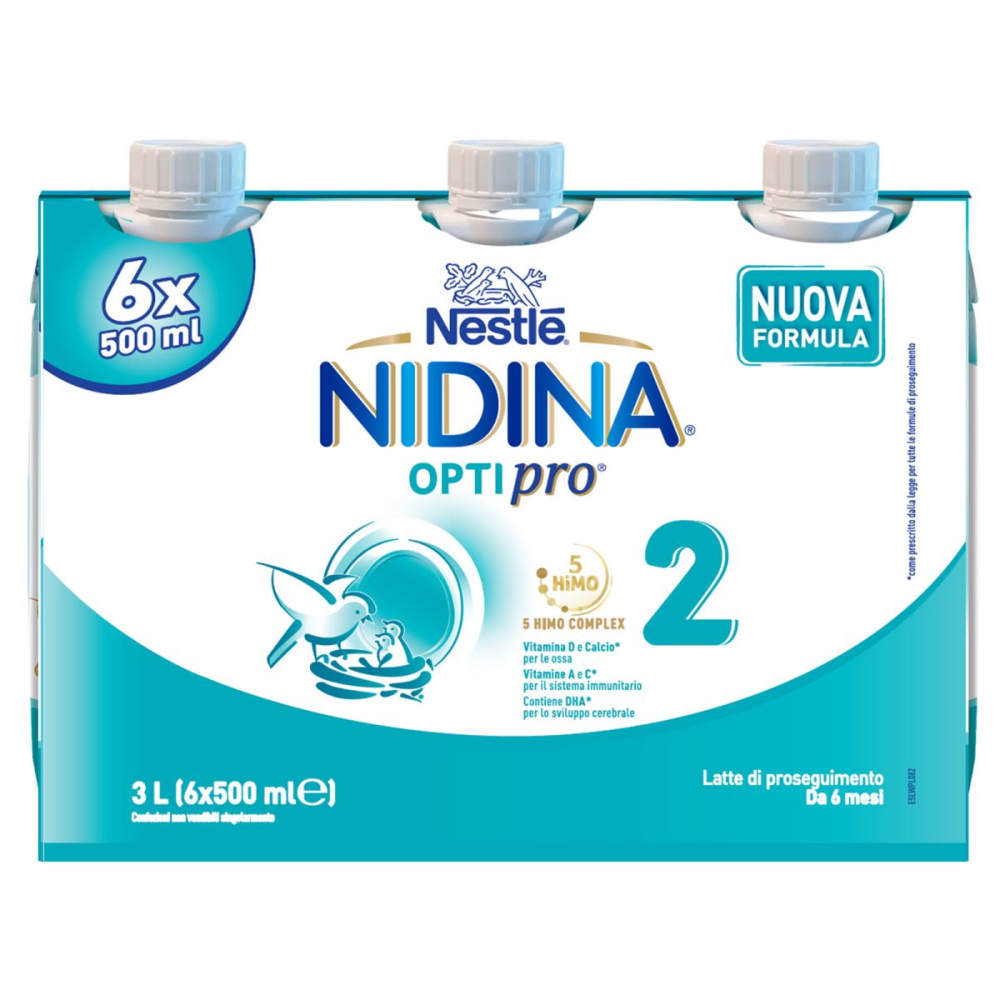 Nestlé Nidina Optipro 2 Latte Liquido Di Proseguimento 6x500 ml