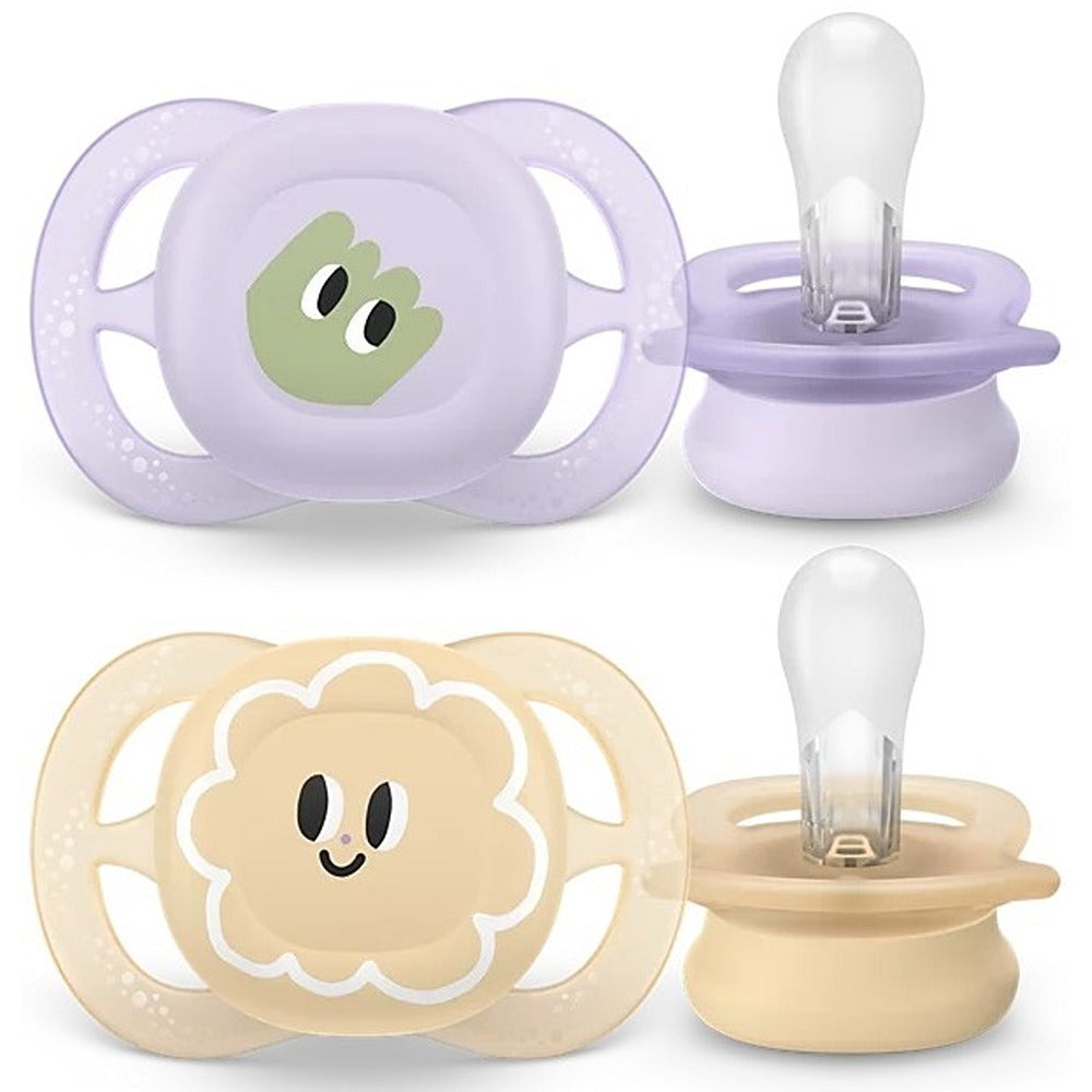 Philips Avent Ultra Start Succhietti Ortodontici Viola E Giallo 0-2 Mesi 2 Pezzi