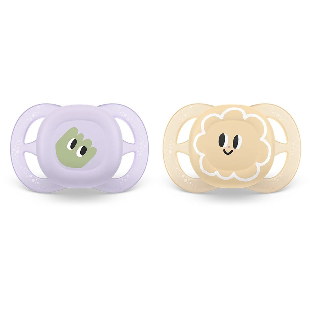 Philips Avent Ultra Start Succhietti Ortodontici Viola E Giallo 0-2 Mesi 2 Pezzi