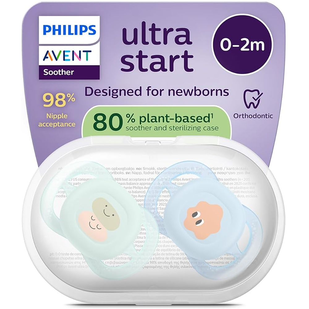 Philips Avent Ultra Start Succhietti Ortodontici Verde E Blu 0-2 Mesi 2 Pezzi