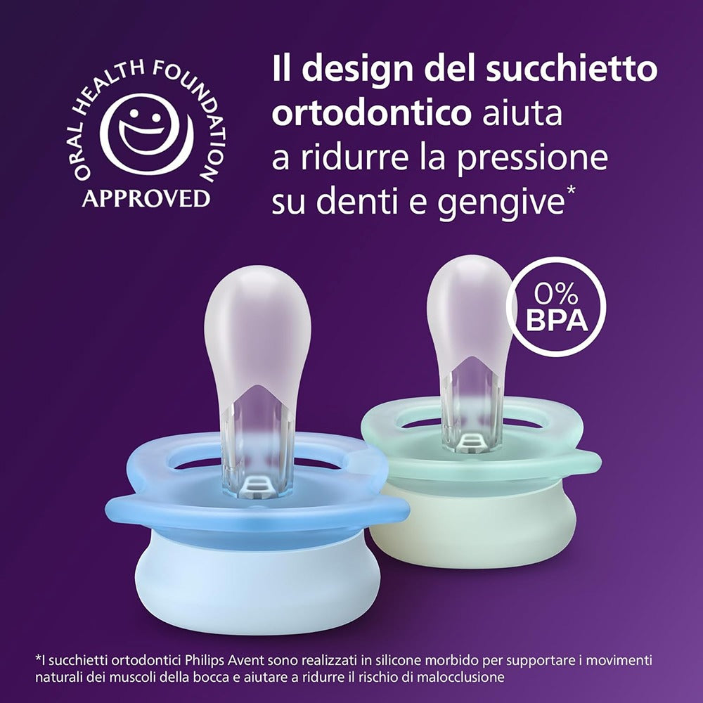 Philips Avent Ultra Start Succhietti Ortodontici Verde E Blu 0-2 Mesi 2 Pezzi