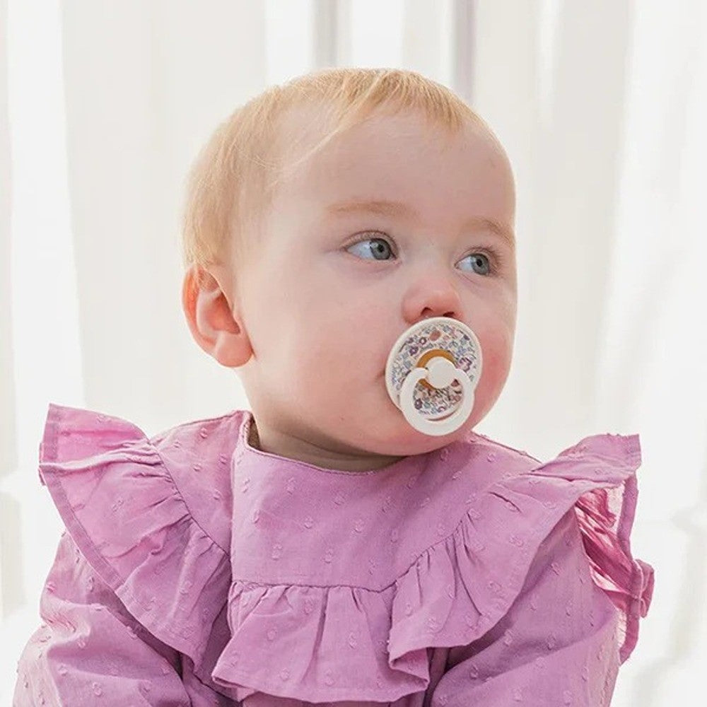 Bibs Liberty Set 2 Ciucci Tettarella Anatomica In Lattice Di Gomma Naturale Chamomile Lawn E Baby Blue Mix 6-18 Mesi
